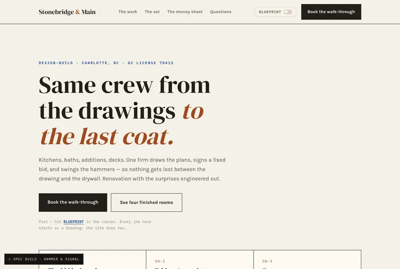 A finished contractor website we built