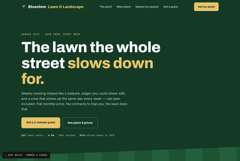 A finished landscaping website we built