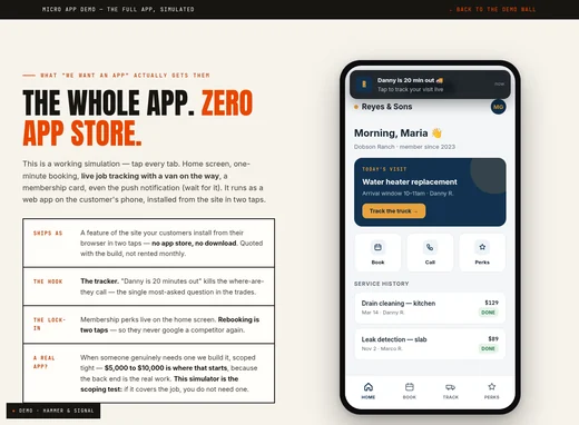 A working customer app simulation