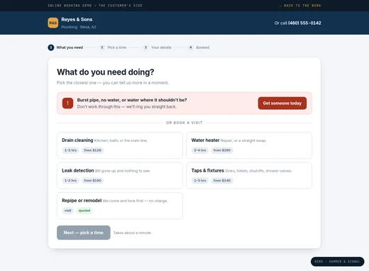 Online booking — the customer's side